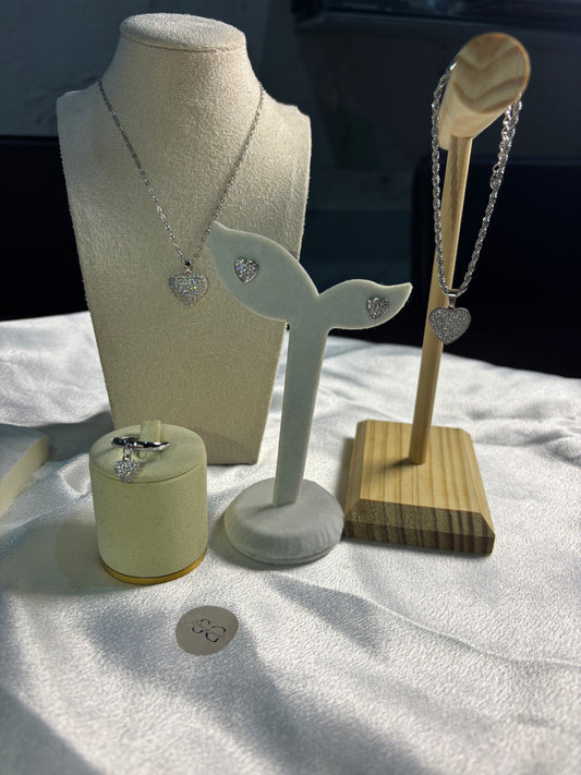 Set Heart Diamond Silver